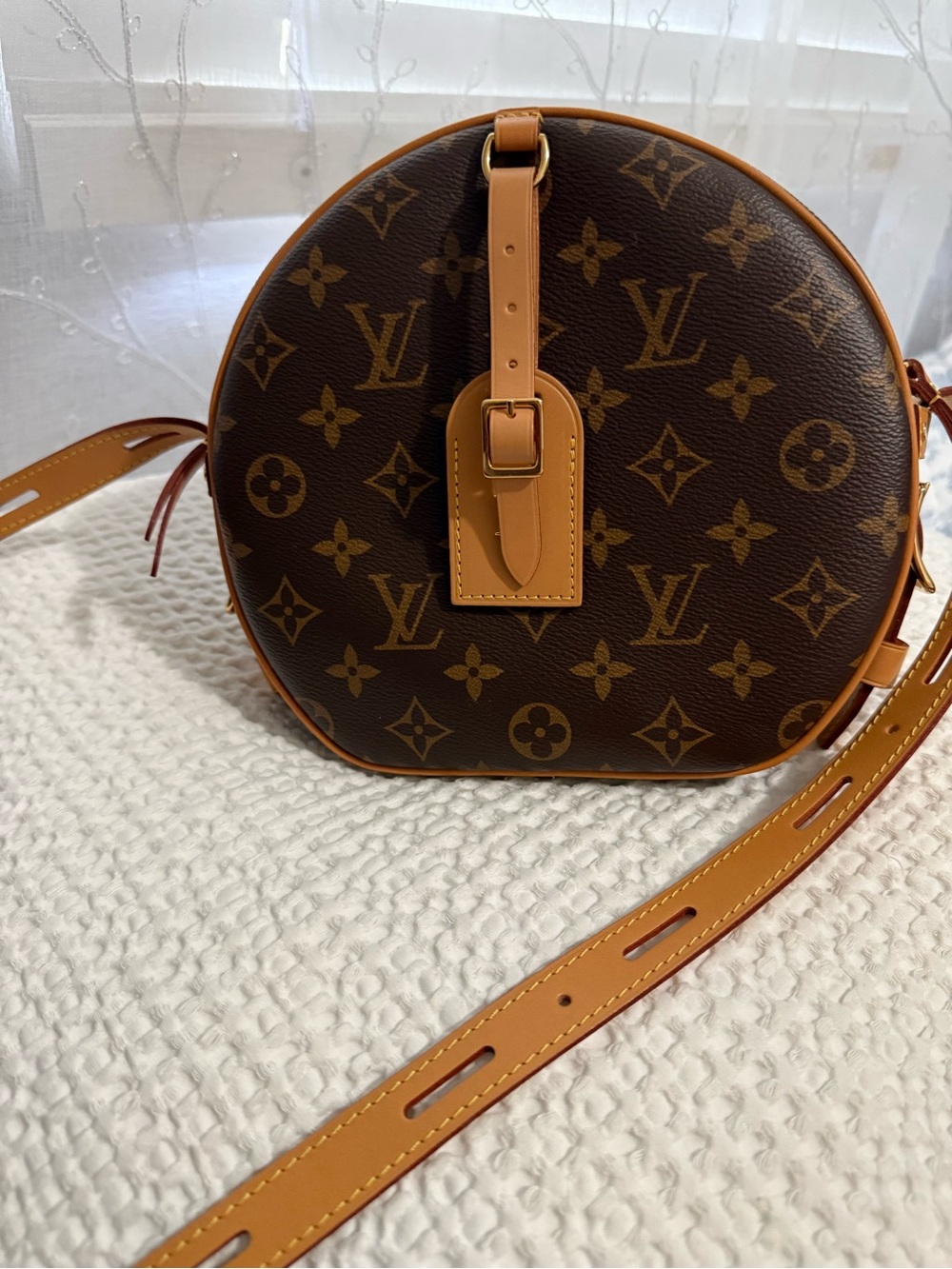 Louis Vuitton Brown Monogram Round Crossbody with Tan Trim